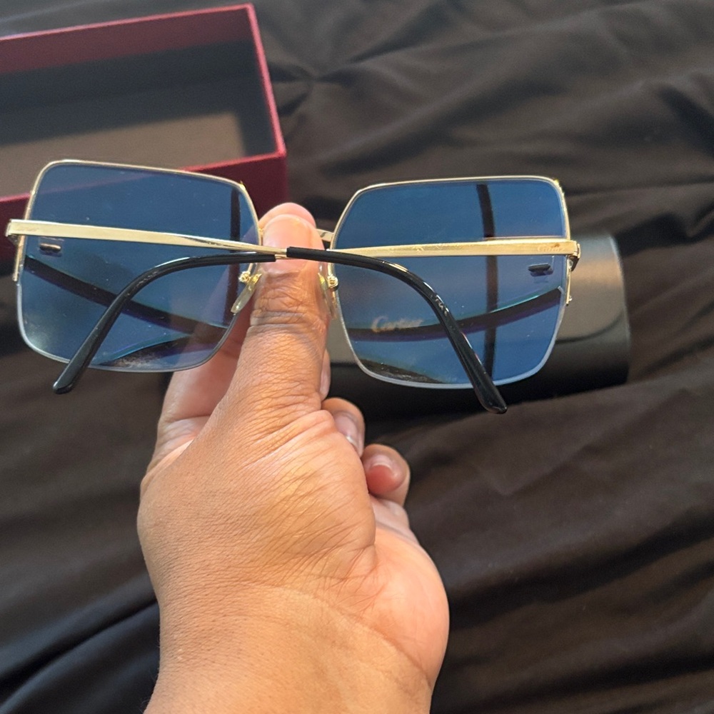 Cartier Gold and Blue Sunglasses - Picture 2 of 6